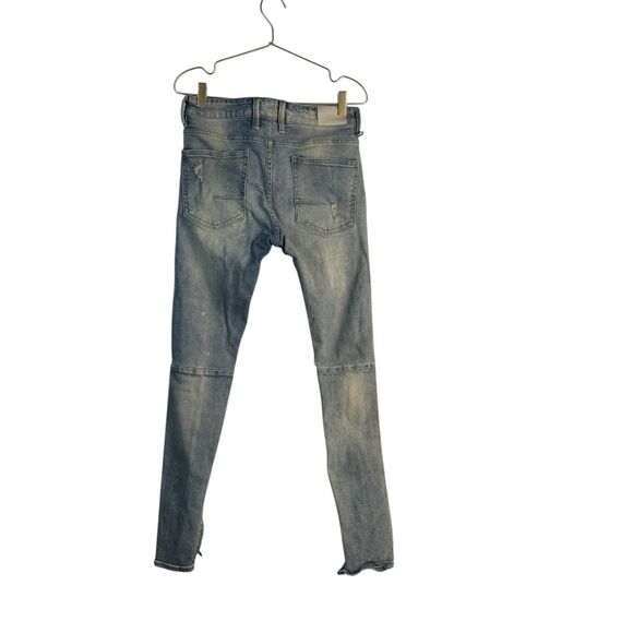 KDNK Skinny Jeans 30 Blue Distress Ripped Stacked  226 - Picture 7 of 11